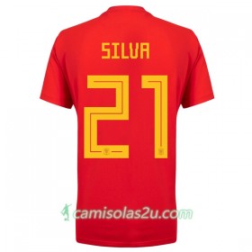 Camisolas de Futebol Espanha David Silva 21 Equipamento Principal Copa do Mundo 2018 Manga Curta